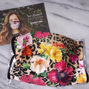 Johnny Was Face Mask Cotton Sateen Leopard Floral